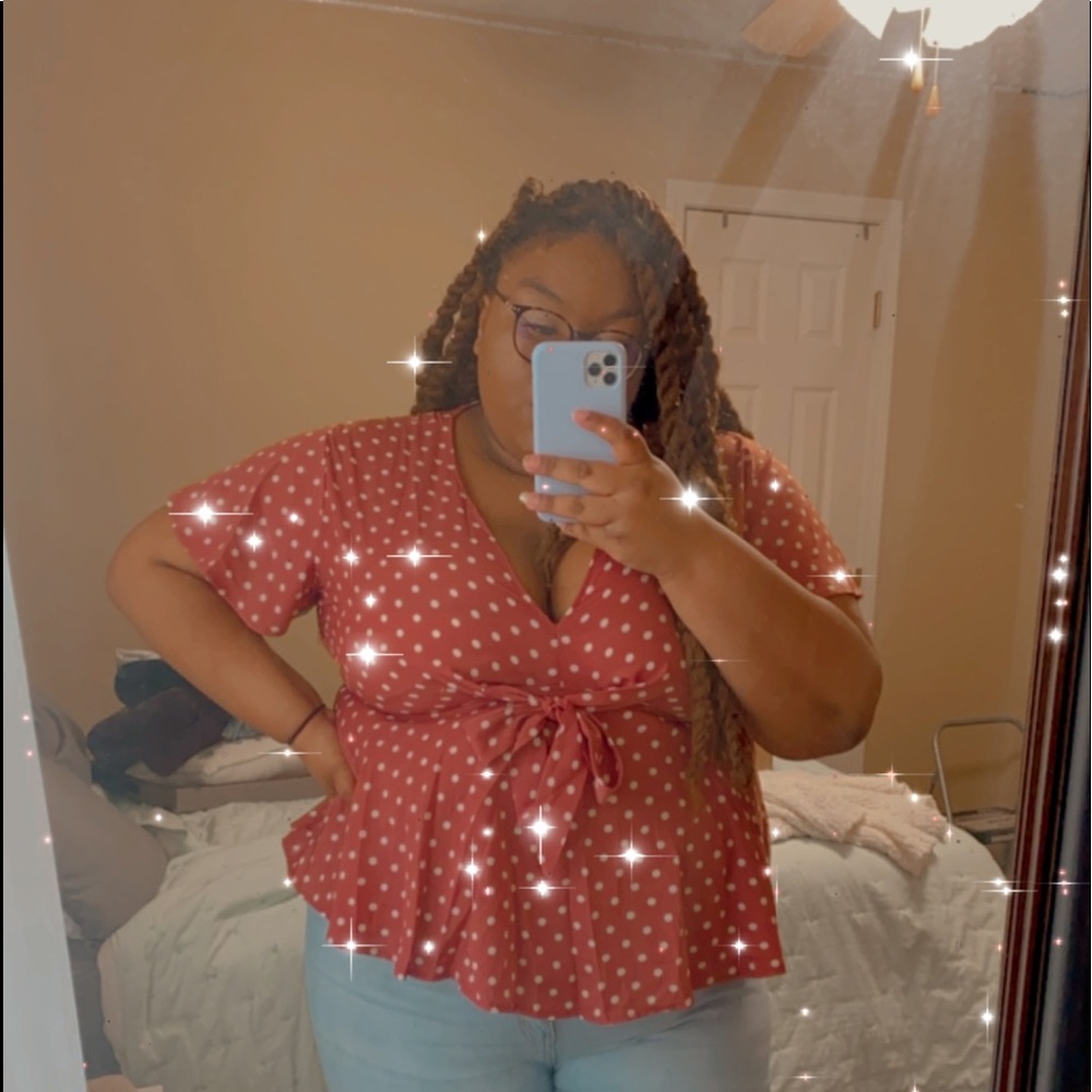 polka dot blouse